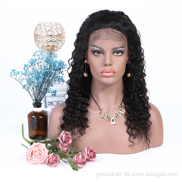 13*4 Lace Front Wig With Baby Hair Brazilian Virgin Human Hair Wigs With Bangs Deep Wave